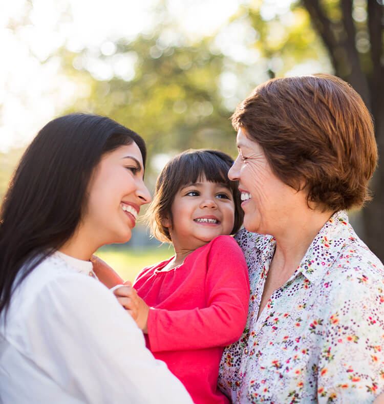 happy mother, daughter, and grandmother